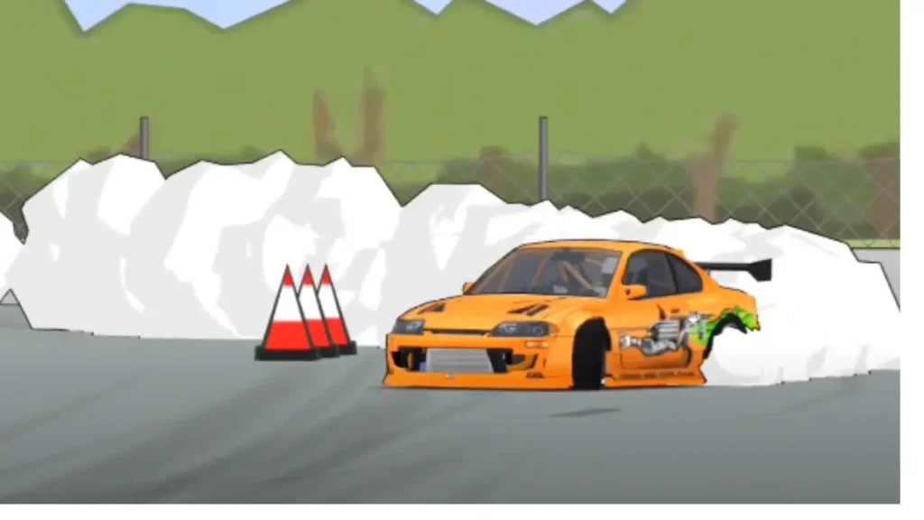 FR Legends Supra Mod APK gameplay showing car drifting on the track.